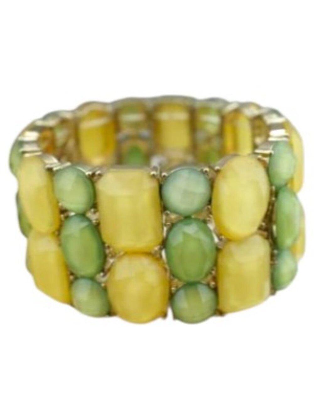 Art Deco Inspired Green and Yellow Stone Bracelet